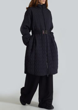 Пальто на блискавці з поясом Twin-Set чорного кольору, фото